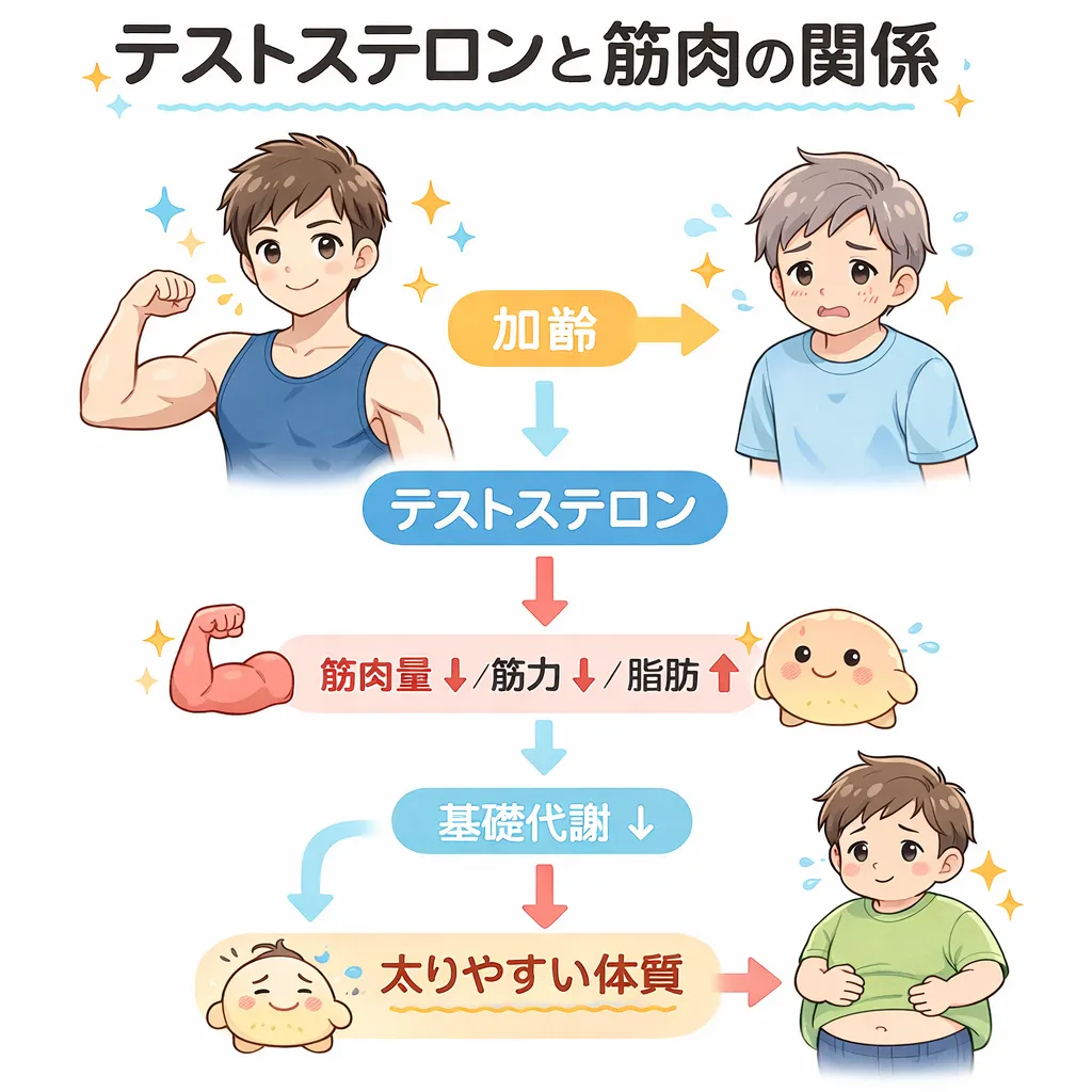 テストステロンの低下と筋肉量の関係
