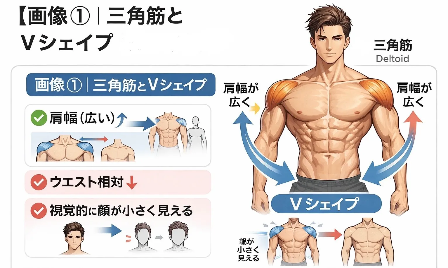 三角筋（肩）を鍛えると「小顔に見える理由」