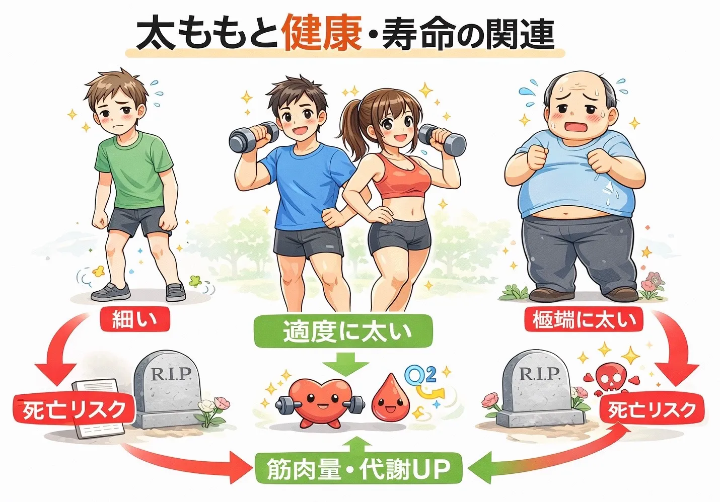 太ももの太さと寿命