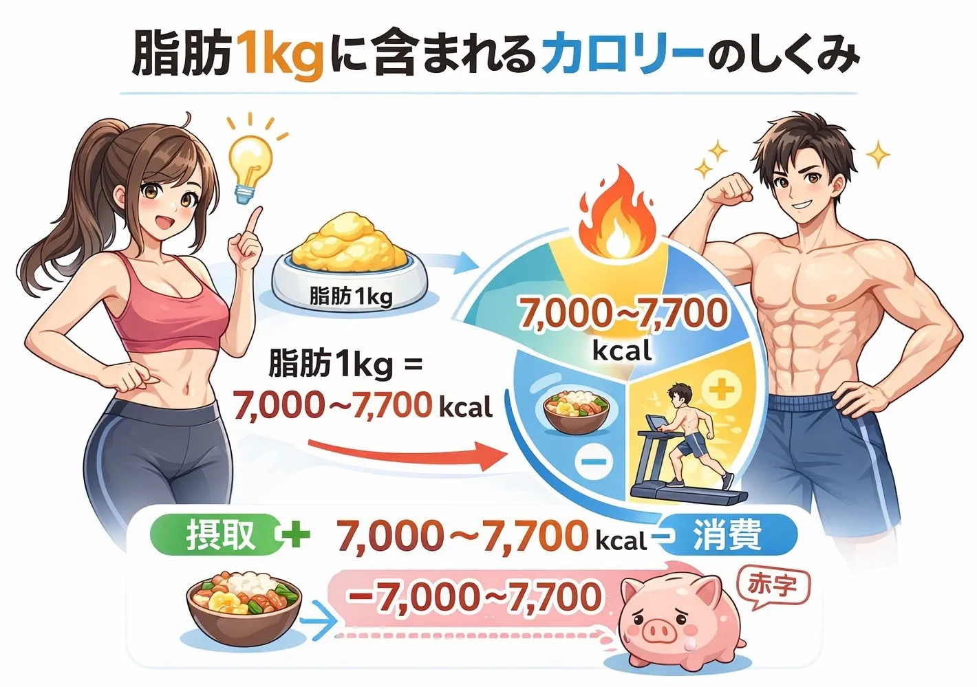 脂肪1kg落とすのに必要なカロリー