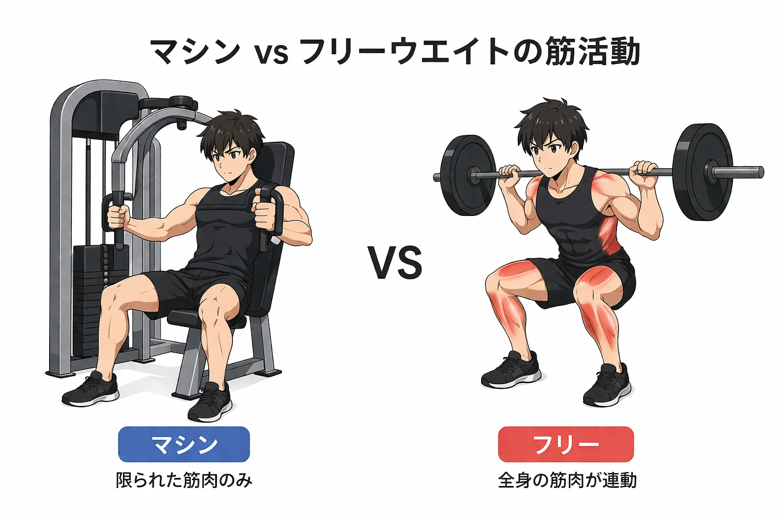 マシントレーニングよりフリーウエイトが効果的な理由とは？