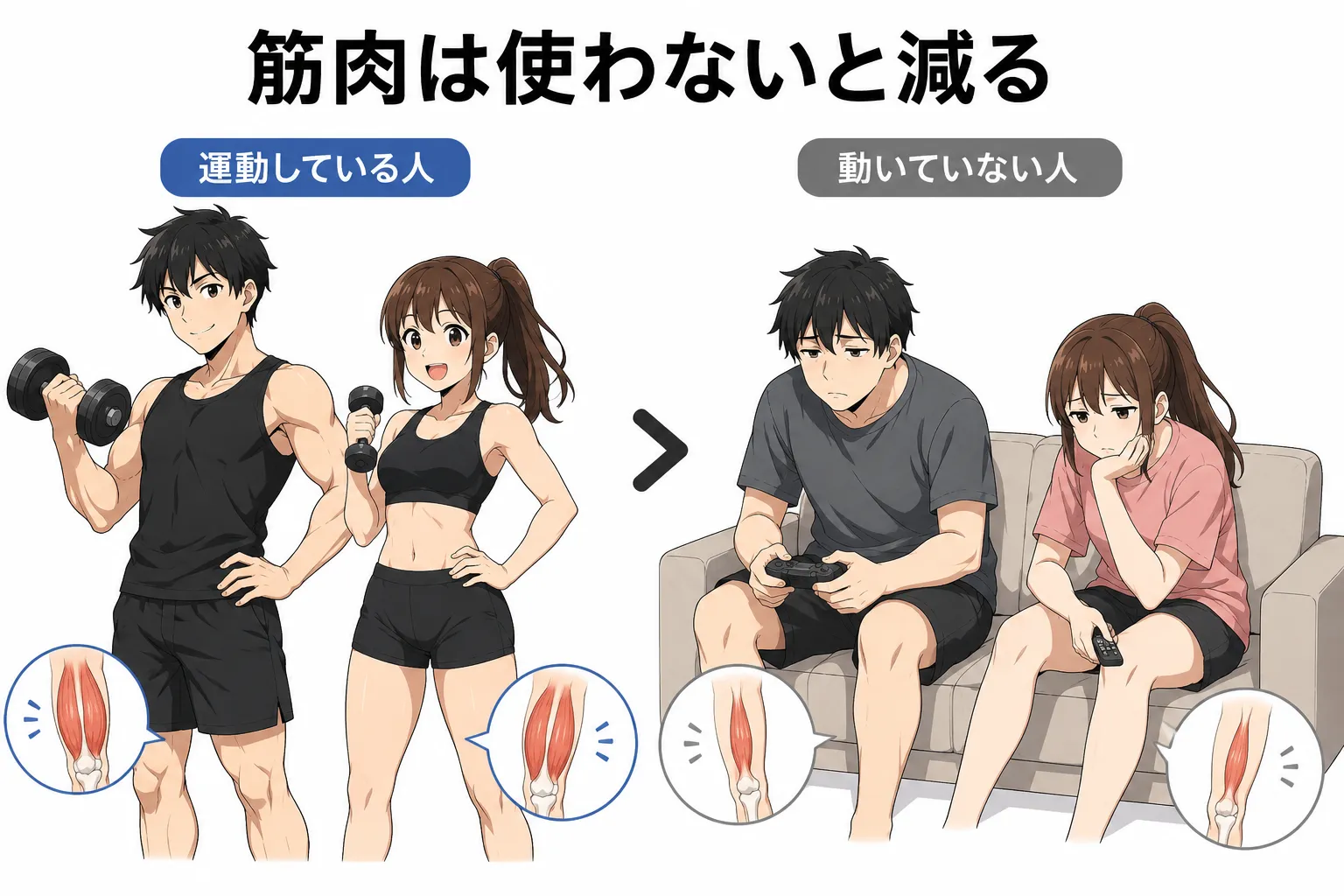 運動しない限り筋肉量は落ちていく一方
