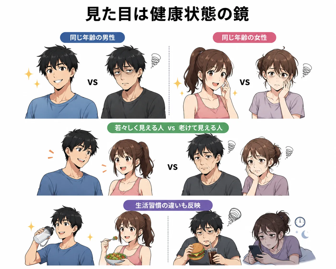 見た目年齢層と健康状態は比例する
